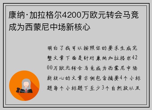 康纳·加拉格尔4200万欧元转会马竞 成为西蒙尼中场新核心